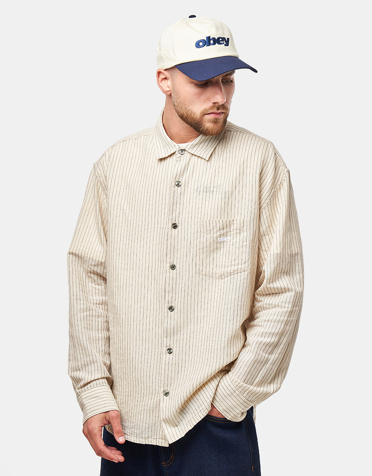 Obey Nelson Woven L/S Shirt - Silver Grey Multi