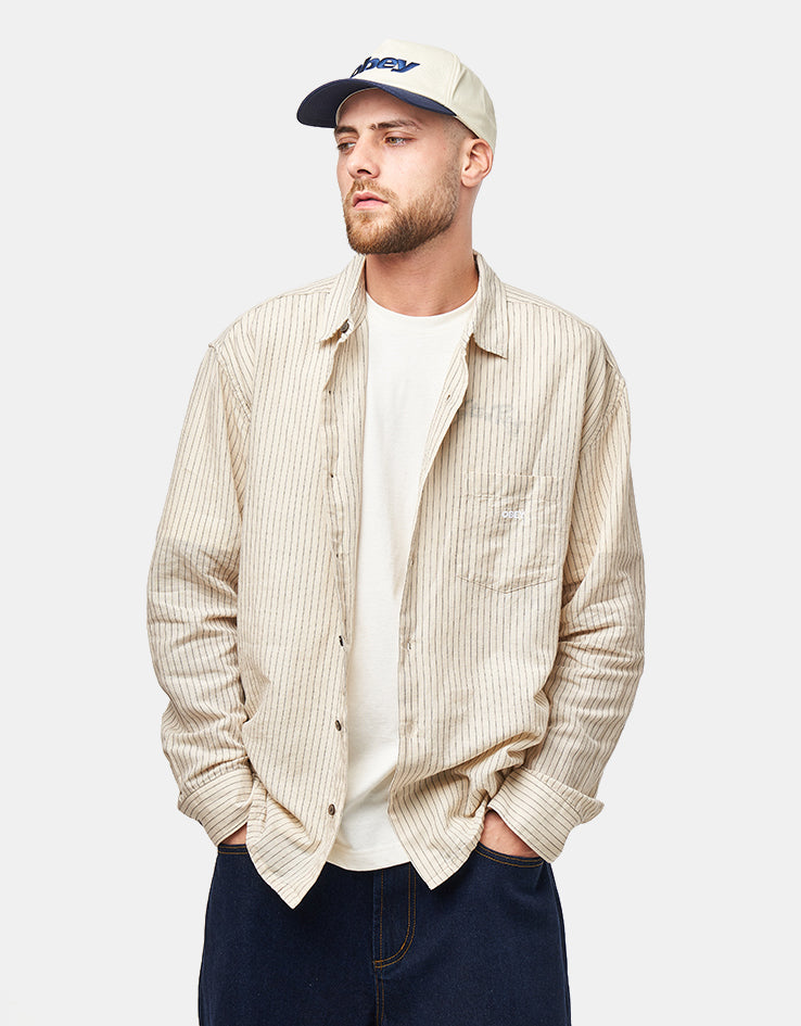 Obey Nelson Woven L/S Shirt - Silver Grey Multi