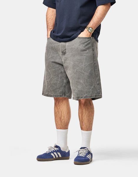 Obey Bigwig Baggy Denim Shorts - Black Wrinkle Wash – Route One