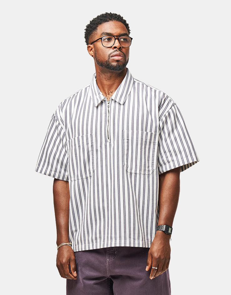 Vans LX Cropped Zip S/S Woven Shirt - White/Steel Shadow