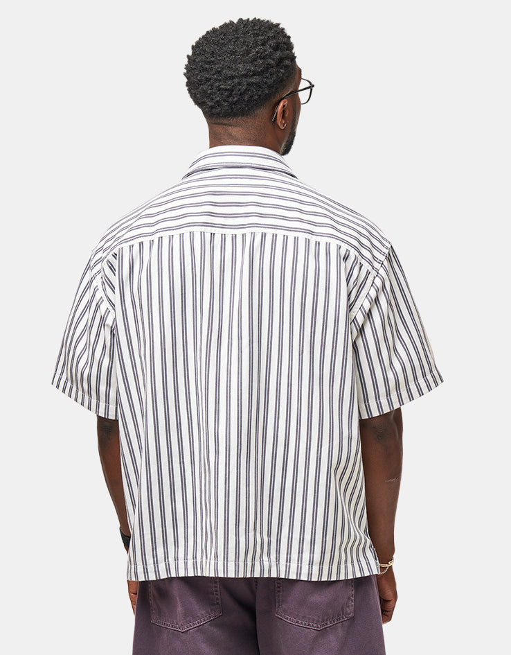 Vans LX Cropped Zip S/S Woven Shirt - White/Steel Shadow
