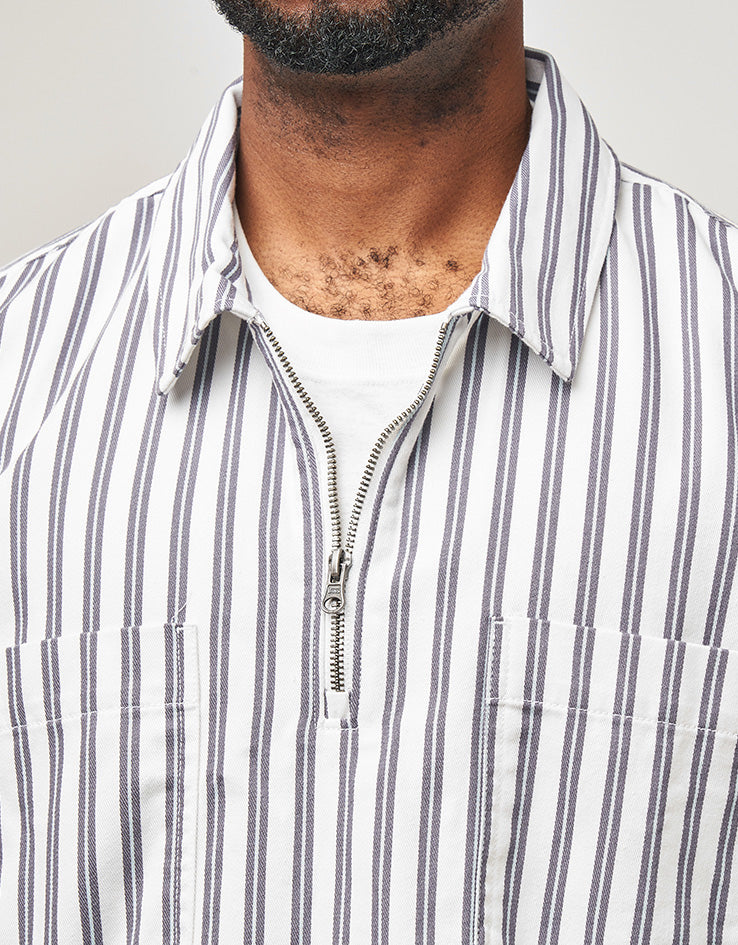 Vans LX Cropped Zip S/S Woven Shirt - White/Steel Shadow