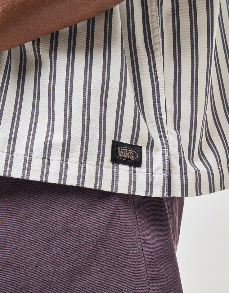 Vans LX Cropped Zip S/S Woven Shirt - White/Steel Shadow