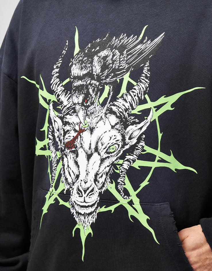 Welcome x Slipknot Ravenous Distressed Sun Fade Pullover Hoodie - Black Fade