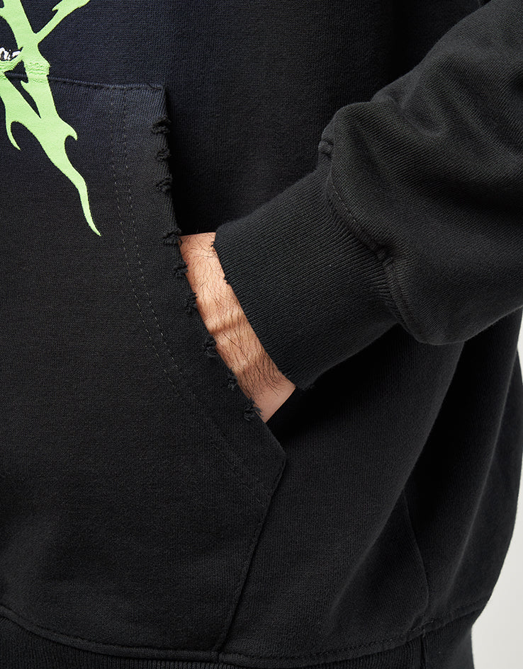 Welcome x Slipknot Ravenous Distressed Sun Fade Pullover Hoodie - Black Fade