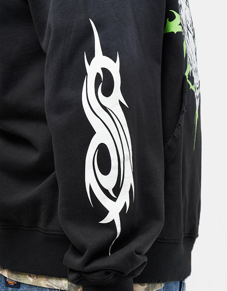 Welcome x Slipknot Ravenous Distressed Sun Fade Pullover Hoodie - Black Fade