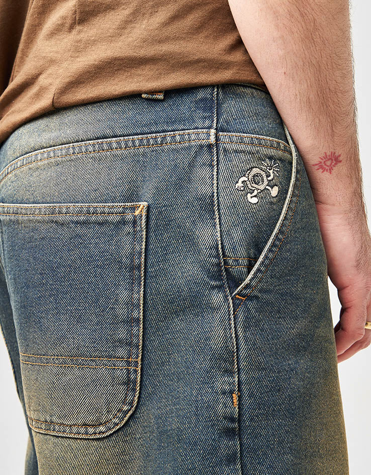 Route One Super Baggy Jorts - Dirty Indigo Wash