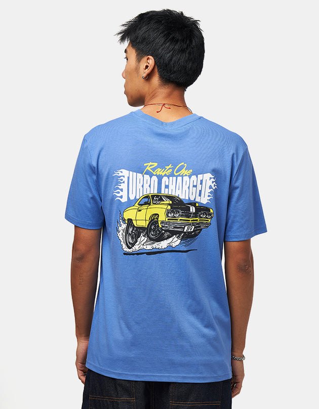 Route One Speed Demon Organic T-Shirt - Bright Blue