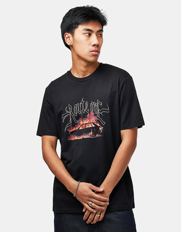 Route One Up in Flames Organic T-Shirt - Black
