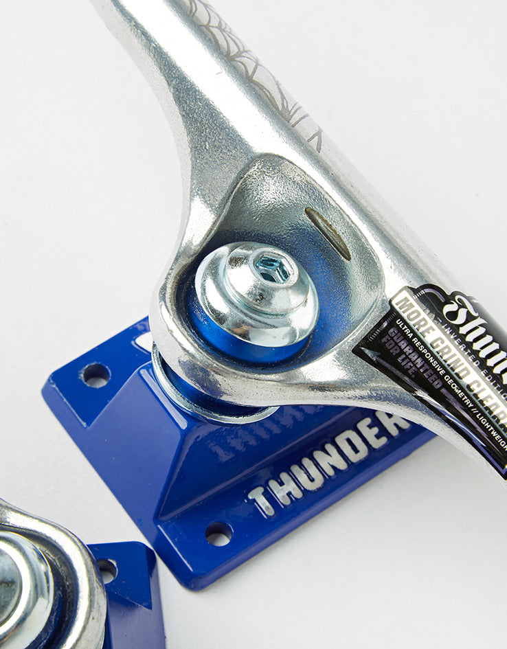 Thunder Campos Menace Pro Inverted Skateboard Trucks - Polished/Blue (Pair)