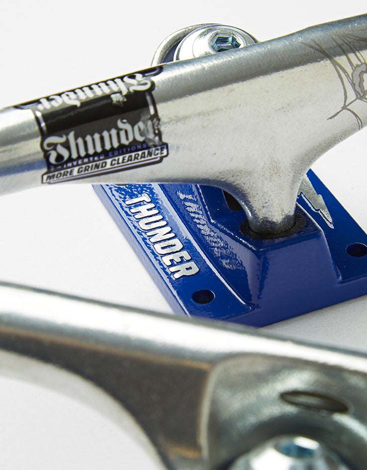 Thunder Campos Menace Pro Inverted Skateboard Trucks - Polished/Blue (Pair)