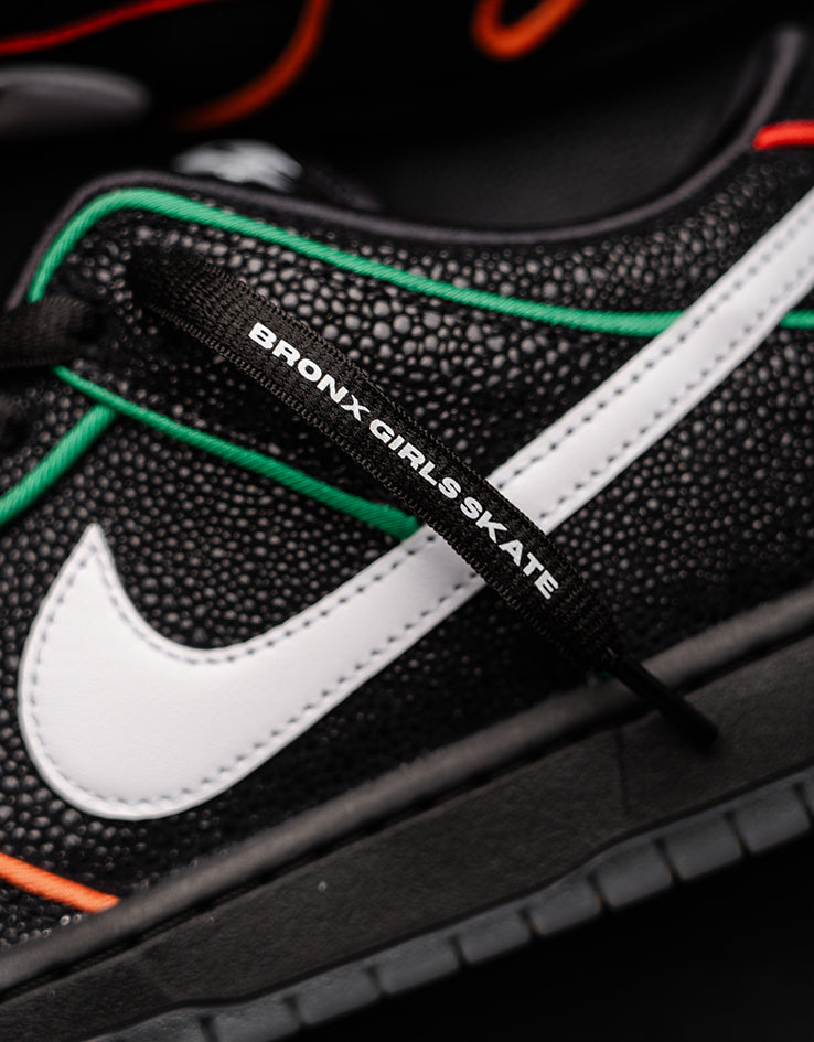 Nike SB 'Bronx Girls' Dunk Low Pro QS Skate Shoes - Black/White-Challenge Red-Total Orange