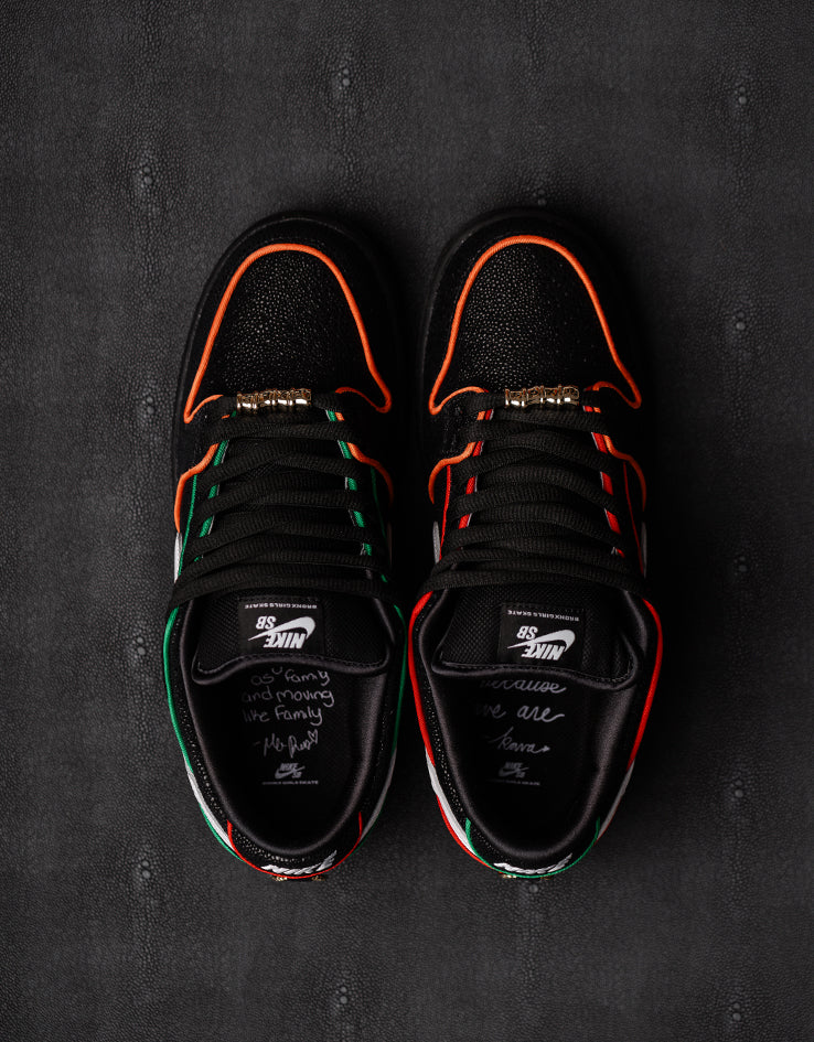 Nike SB 'Bronx Girls' Dunk Low Pro QS Skate Shoes - Black/White-Challenge Red-Total Orange