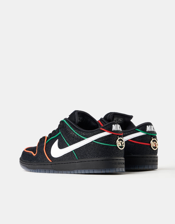 Nike SB 'Bronx Girls' Dunk Low Pro QS Skate Shoes - Black/White-Challenge Red-Total Orange
