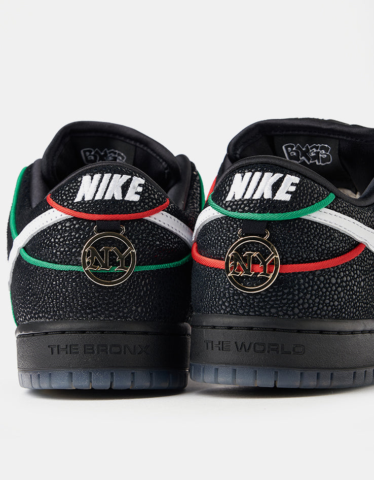 Nike SB 'Bronx Girls' Dunk Low Pro QS Skate Shoes - Black/White-Challenge Red-Total Orange