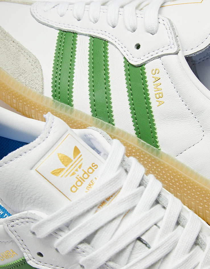 adidas Samba ADV Skate Shoes - Cloud White/Crew Green/Gum Route One adidas Samba ADV Skate Shoes - Cloud White/Crew Green/Gum Route One