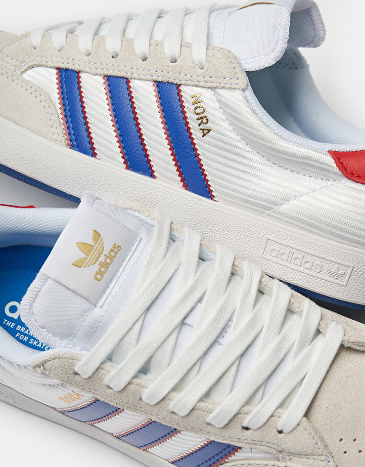 adidas Nora Skate Shoes - Cloud White/Royal Blue/Better Scarlet