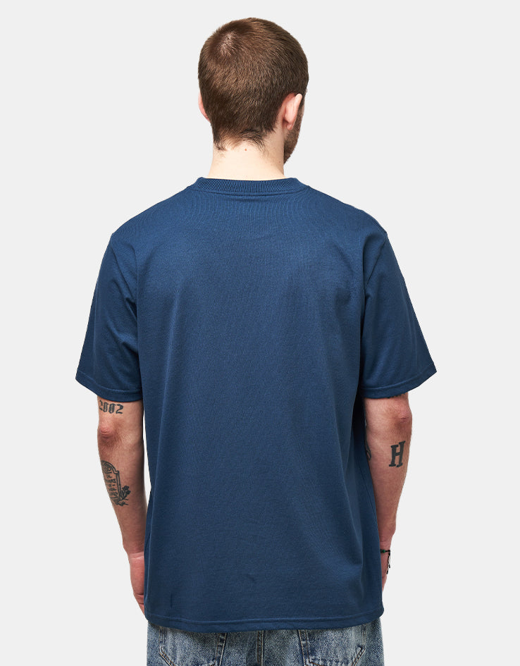 Carhartt WIP S/S University Script T-Shirt - Blue River/White