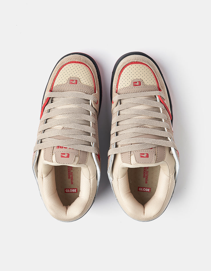 Globe Fusion Skate Shoes - Khaki/Red