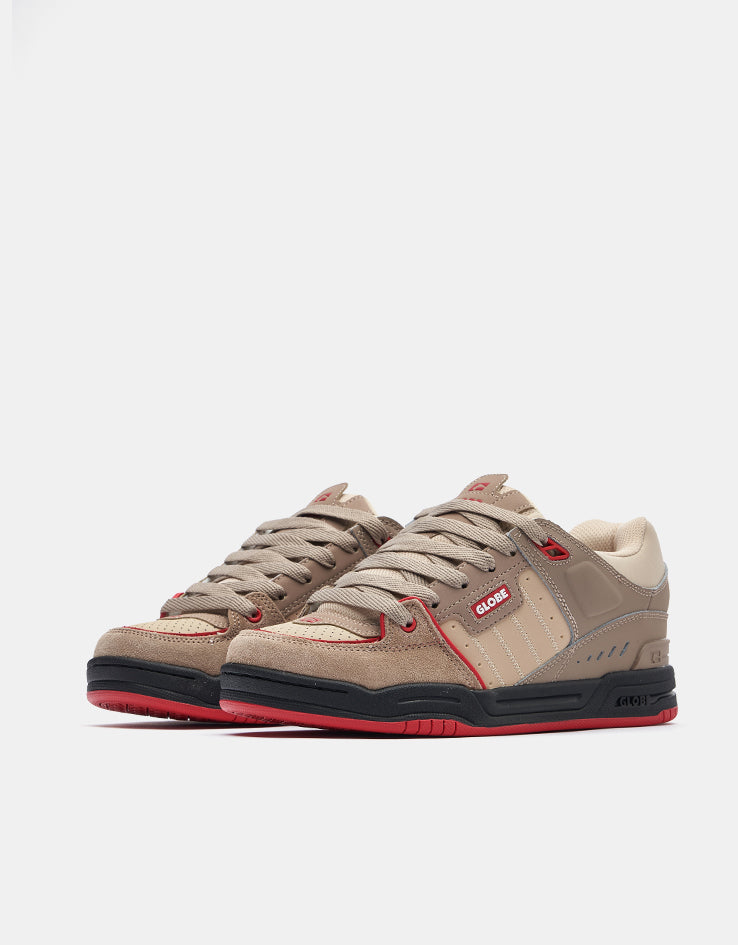 Globe Fusion Skate Shoes - Khaki/Red