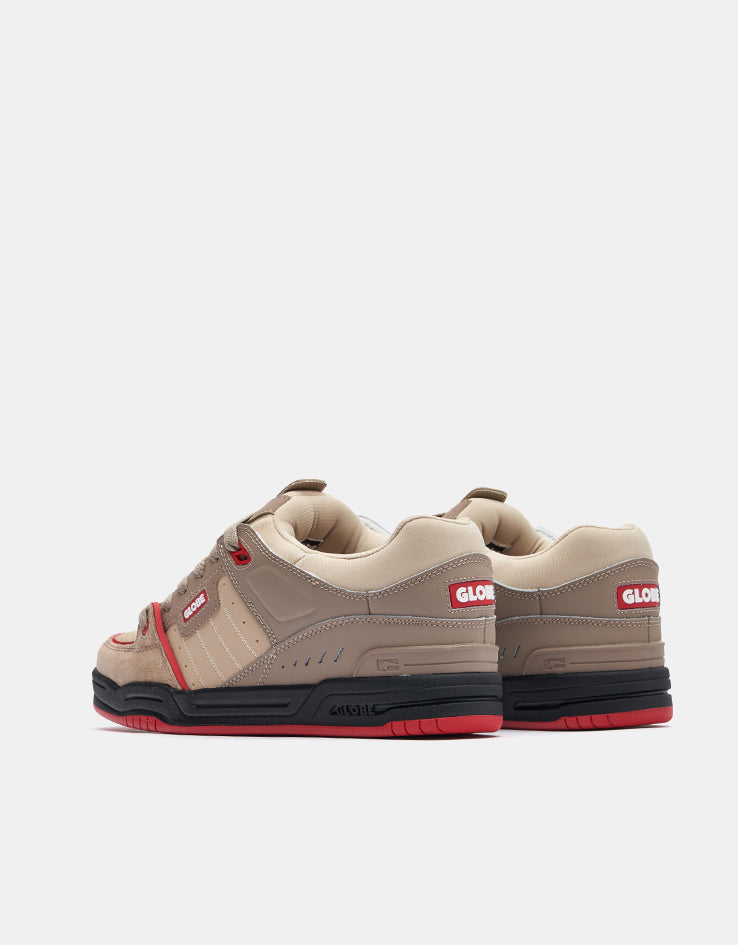 Globe Fusion Skate Shoes - Khaki/Red