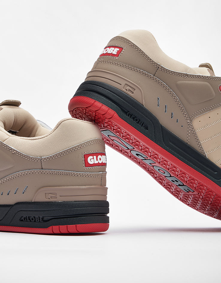 Globe Fusion Skate Shoes - Khaki/Red