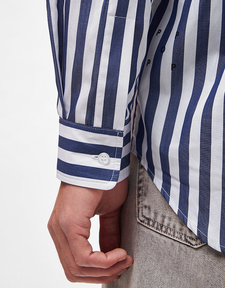 Pop Trading Company Logos Stripe Shirt - Navy/White
