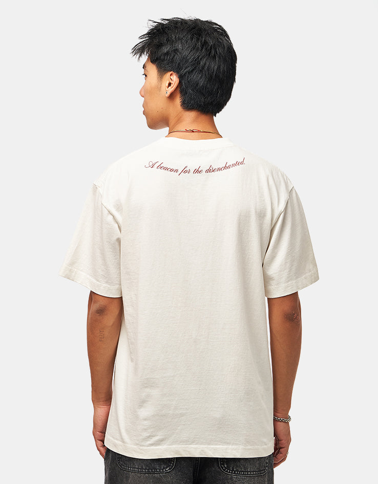Welcome Chandelier Boxy Garment-Dyed T-Shirt - White