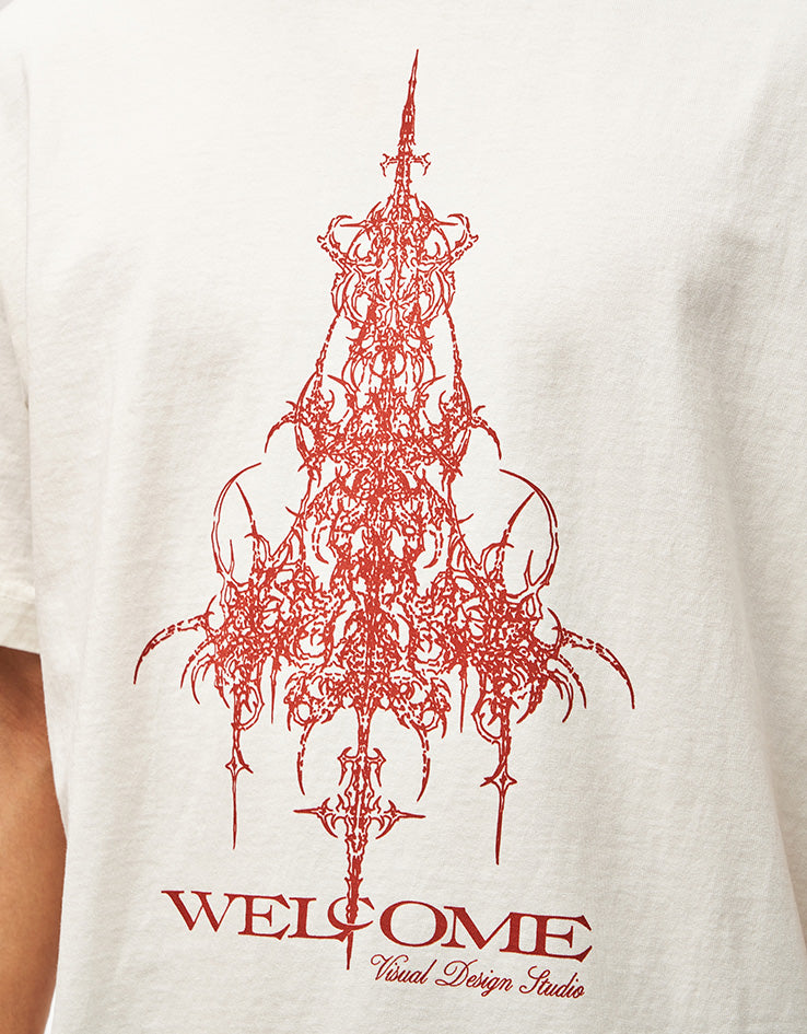 Welcome Chandelier Boxy Garment-Dyed T-Shirt - White