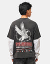 Welcome Pegasus Garment-Dyed Layered L/S Knit - Vintage Black/White