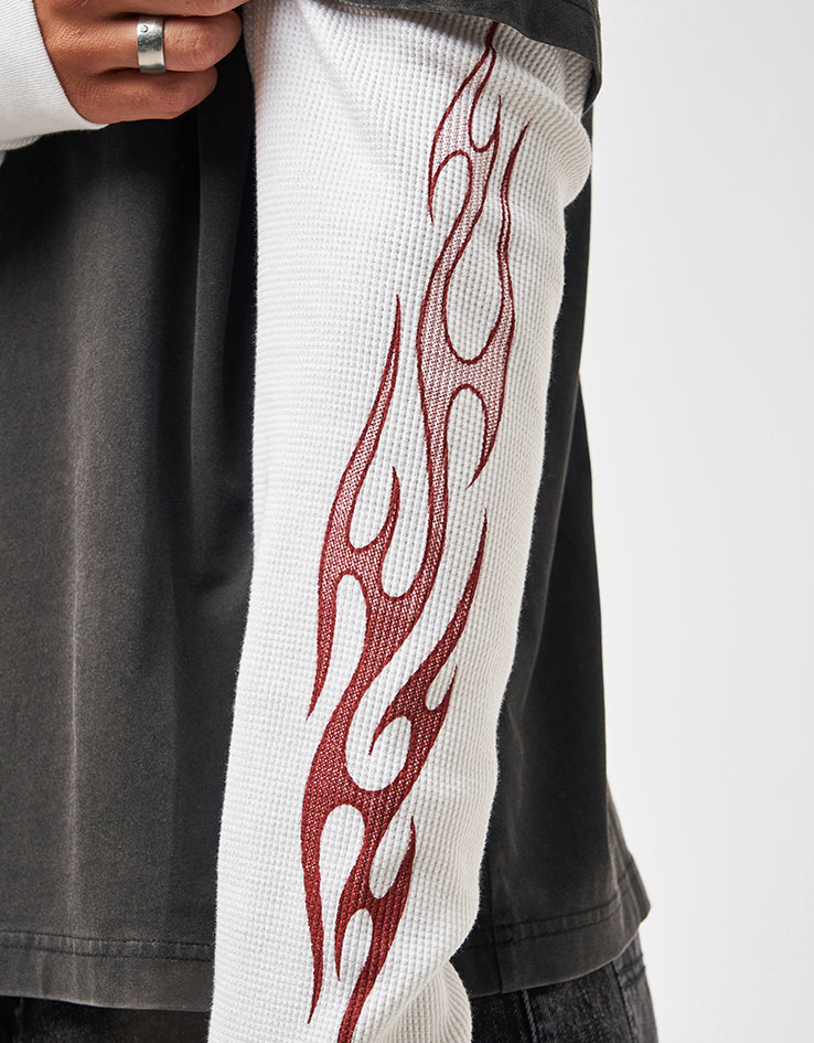 Welcome Pegasus Garment-Dyed Layered L/S Knit - Vintage Black/White
