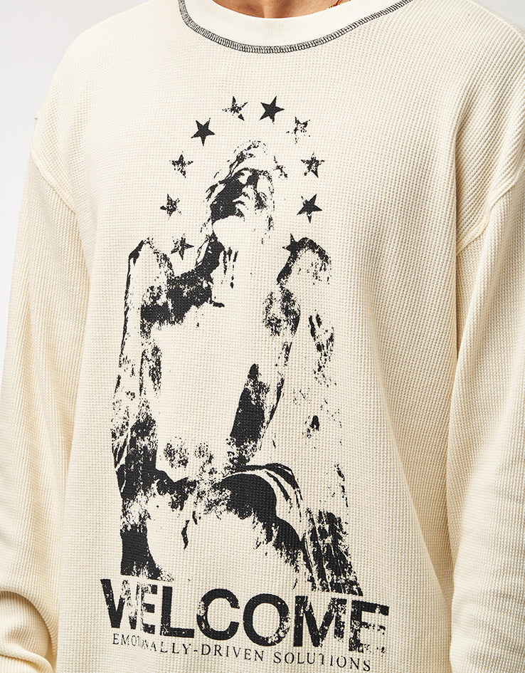 Welcome Seraph Pigment-Dyed Contrast Stitch L/S Thermal - Bone