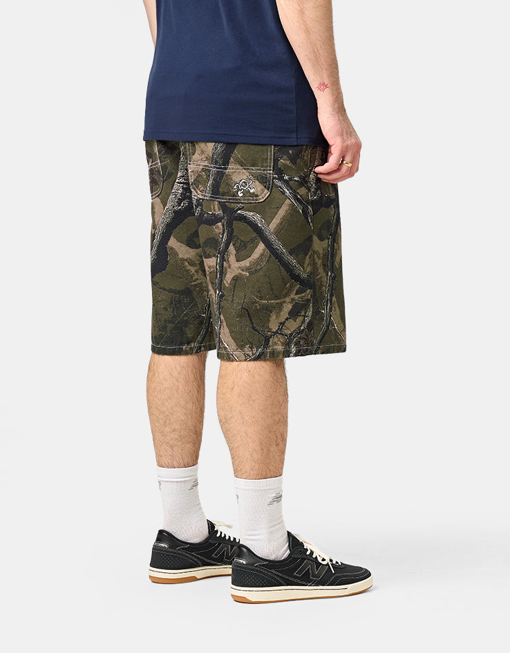 Route One Super Baggy Canvas Shorts - Tree Camo (Green)