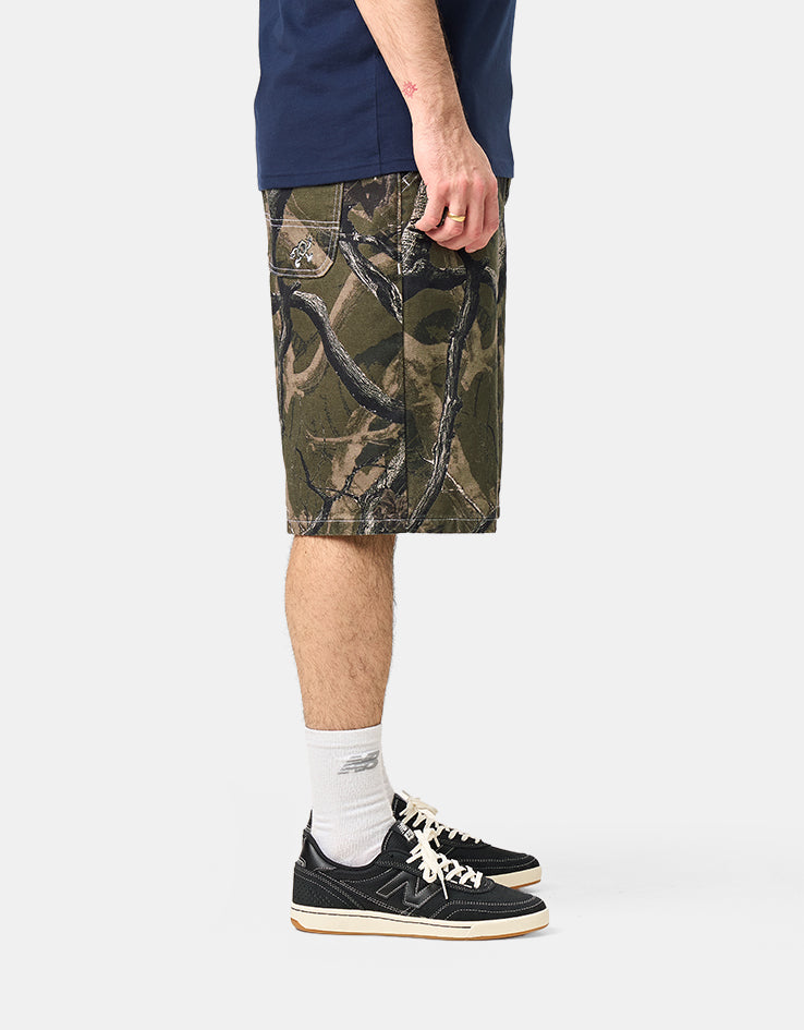 Route One Super Baggy Canvas Shorts - Tree Camo (Green)