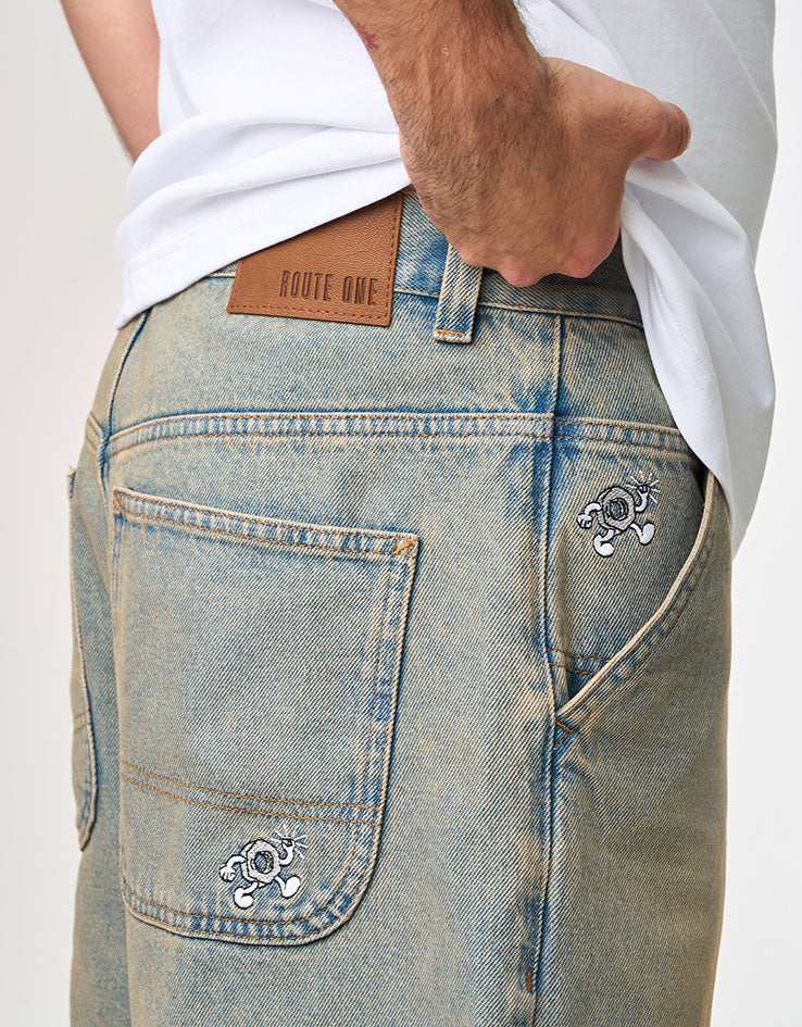 Route One Super Baggy Jorts - Sandblasted Blue