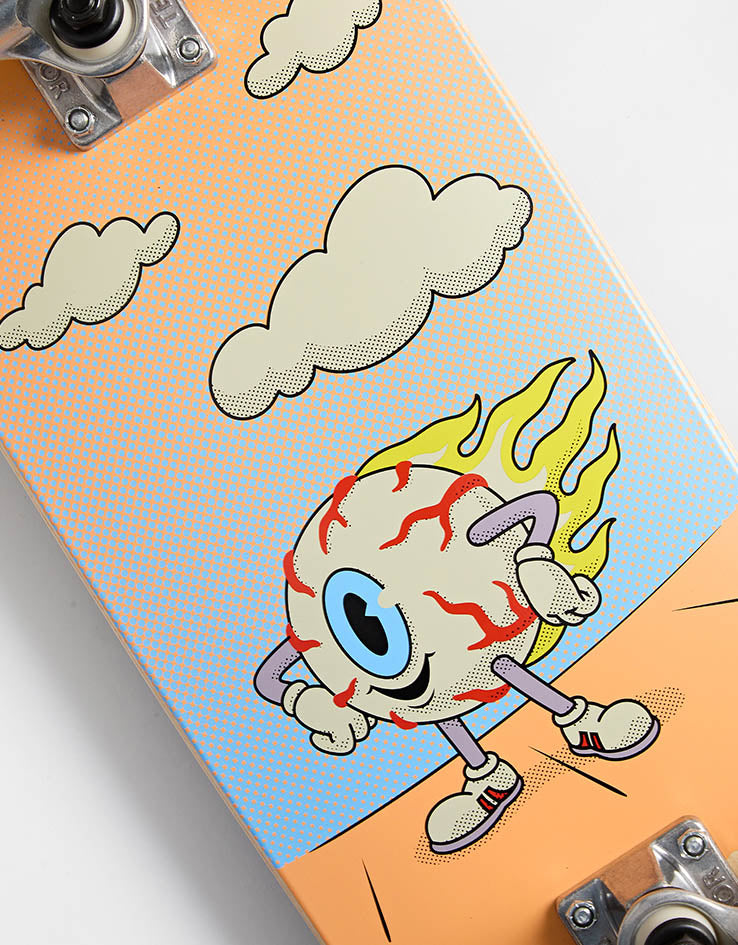 Globe Flaming Eye Kids Wide Mini Complete Skateboard - 7.9"