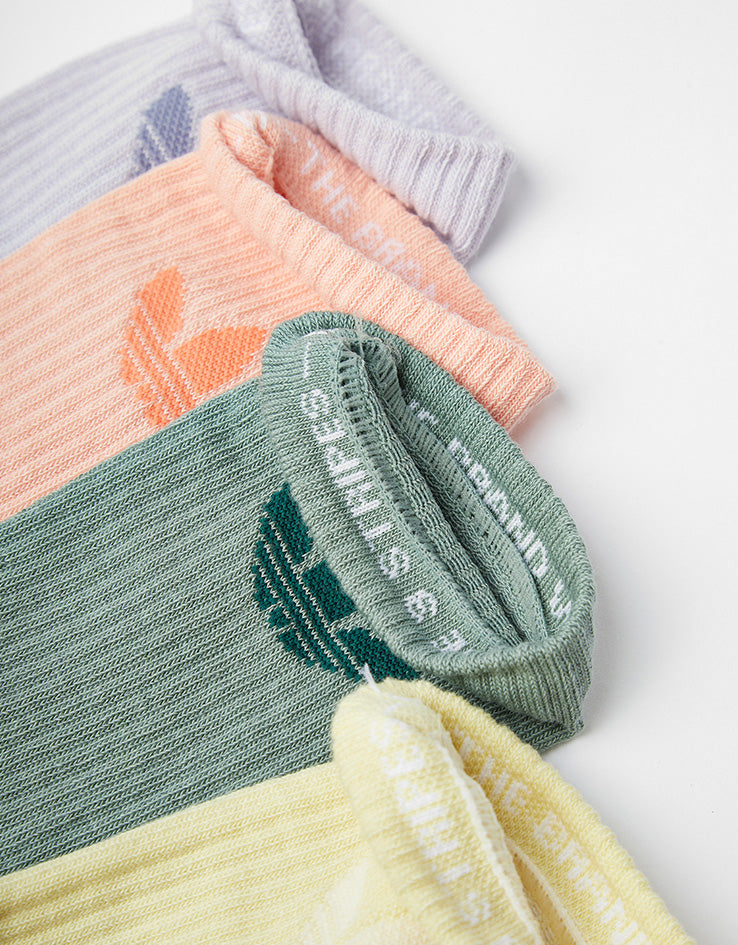 adidas Trefoil Cushion 6 Pack Crew Socks - Silver Green/Glow Pink/Powder Yellow