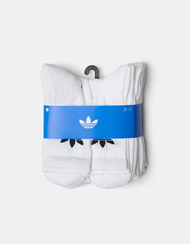 adidas Trefoil Cushion 6 Pack Crew Socks - White