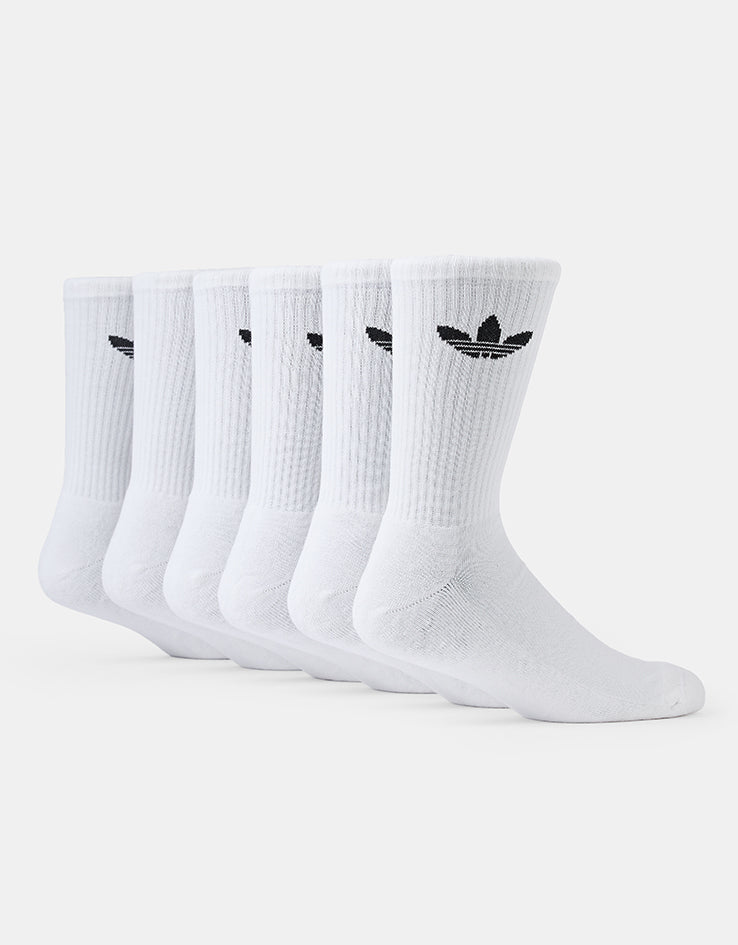 adidas Trefoil Cushion 6 Pack Crew Socks - White