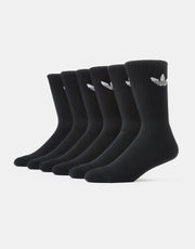 adidas Trefoil Cushion 6 Pack Crew Socks - Black