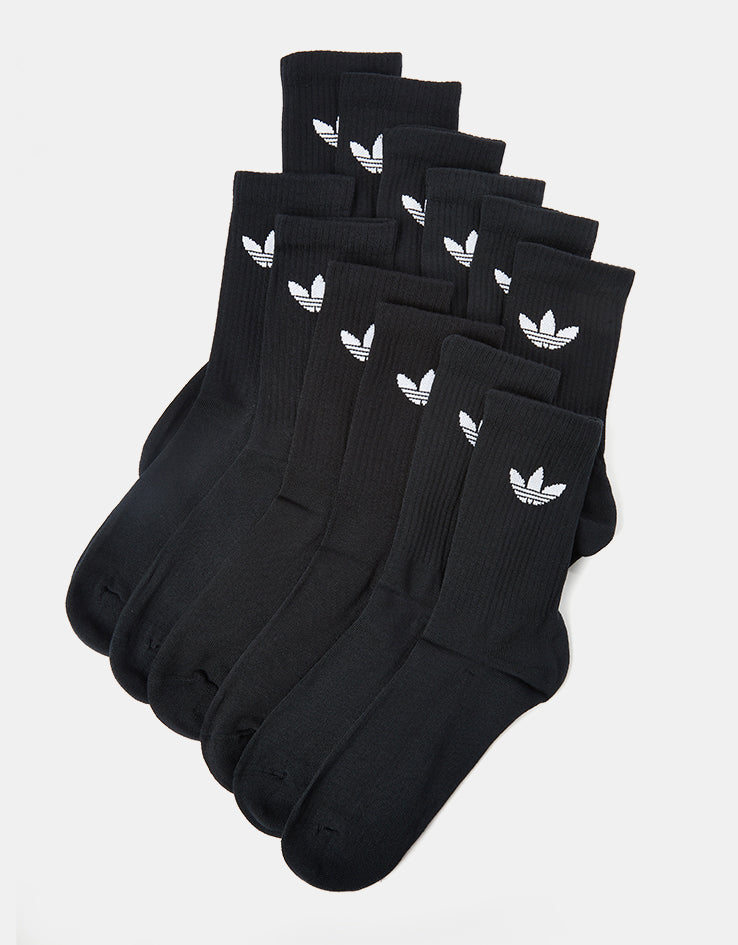 adidas Trefoil Cushion 6 Pack Crew Socks - Black