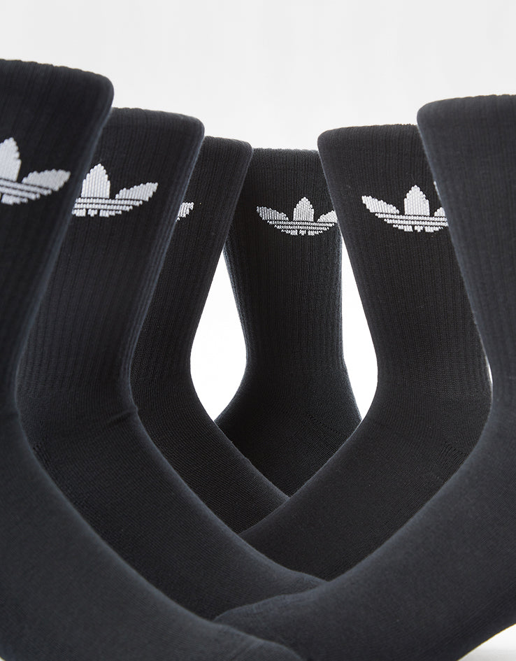 adidas Trefoil Cushion 6 Pack Crew Socks - Black