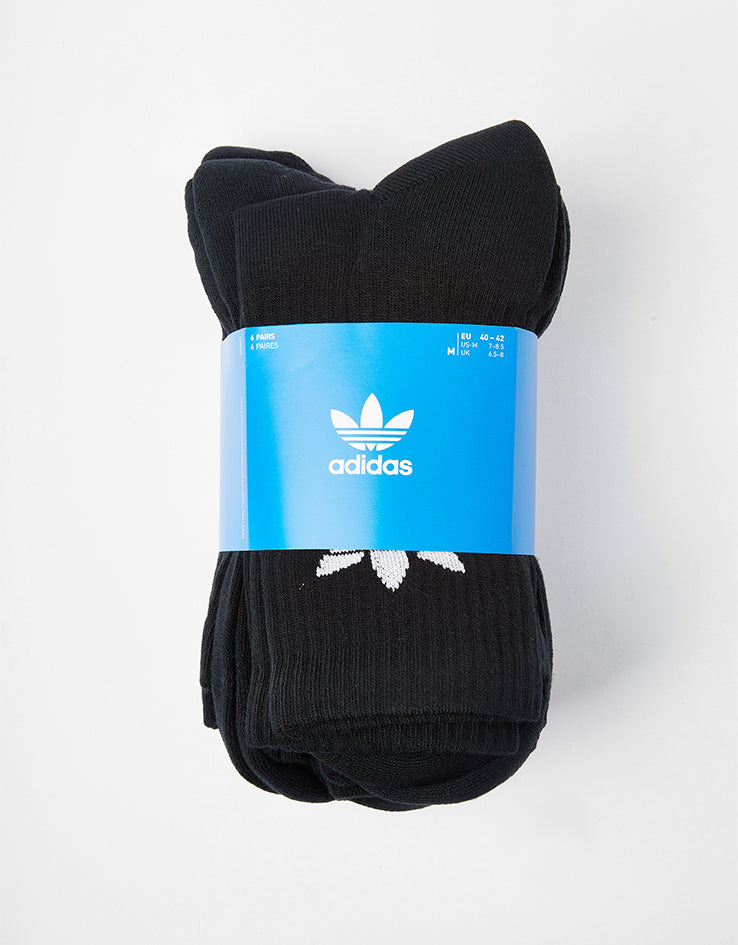 adidas Trefoil Cushion 6 Pack Crew Socks - Black