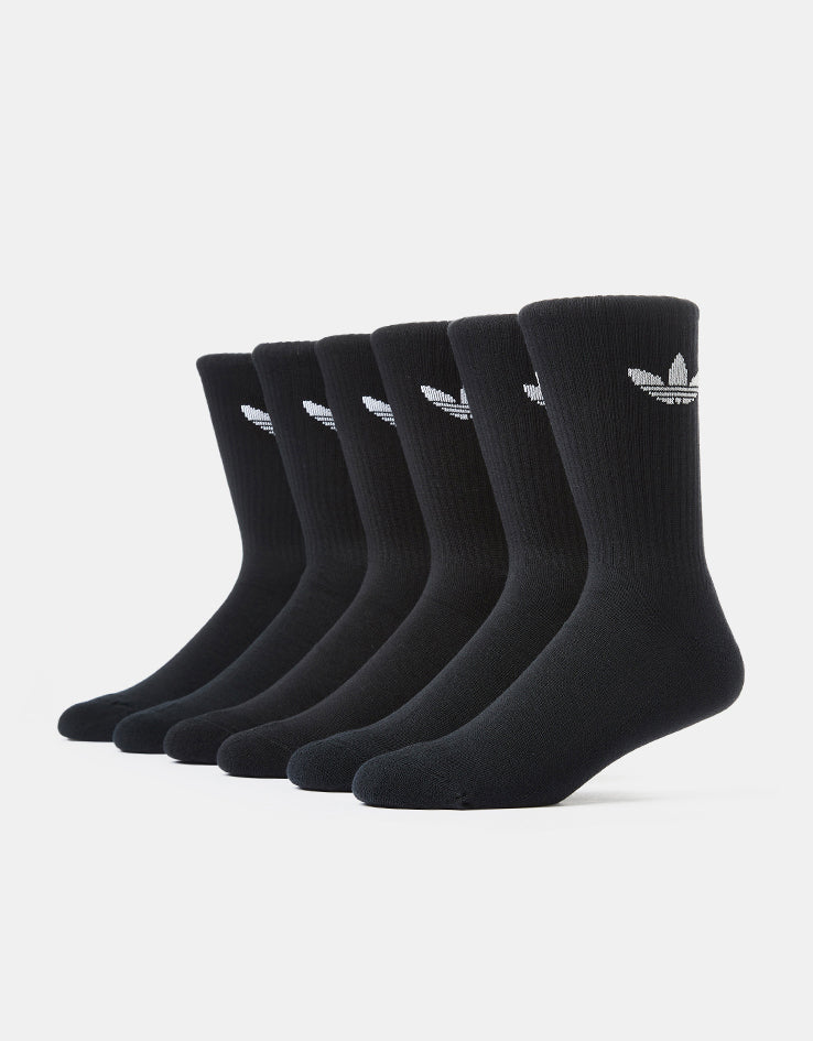 adidas Trefoil Cushion 6 Pack Crew Socks - Black