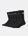 adidas Trefoil Cushion 6 Pack Crew Socks - Black