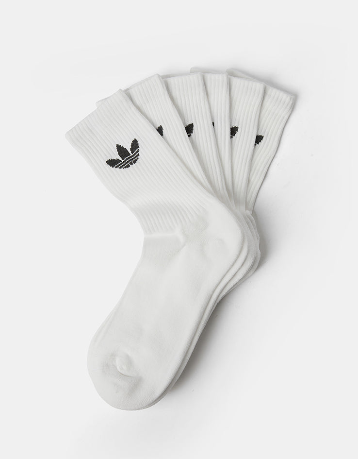 adidas Trefoil Cushion 3 Pack Crew Socks - White
