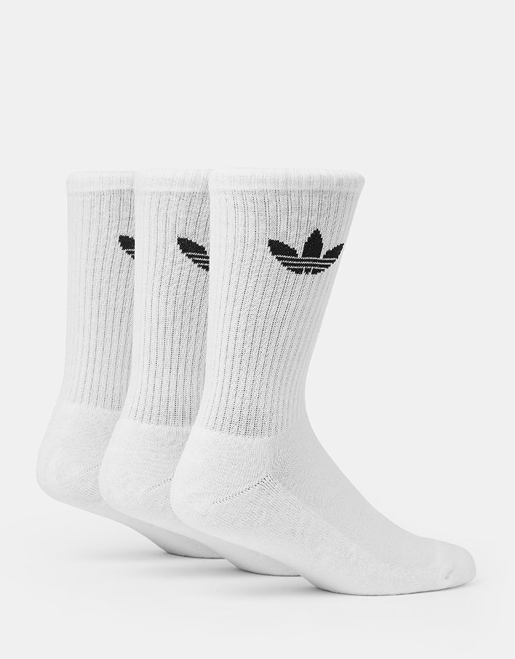 adidas Trefoil Cushion 3 Pack Crew Socks - White