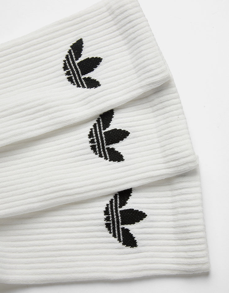 adidas Trefoil Cushion 3 Pack Crew Socks - White