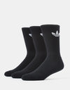 adidas Trefoil Cushion 3 Pack Crew Socks - Black