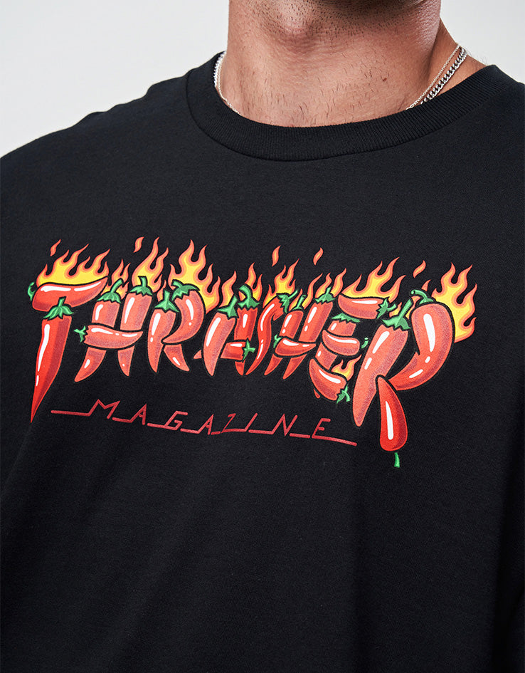Thrasher Fuego L/S T-Shirt - Black